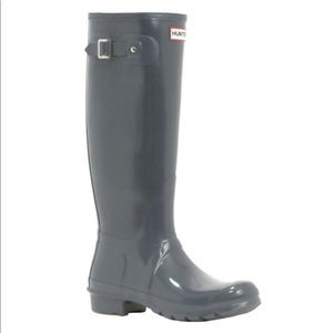 HUNTER ORIGINAL GLOSS RAIN BOOTS GREY